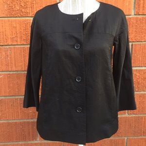 DKNY Womens size 2 black button down 3/4 sleeve blouse top